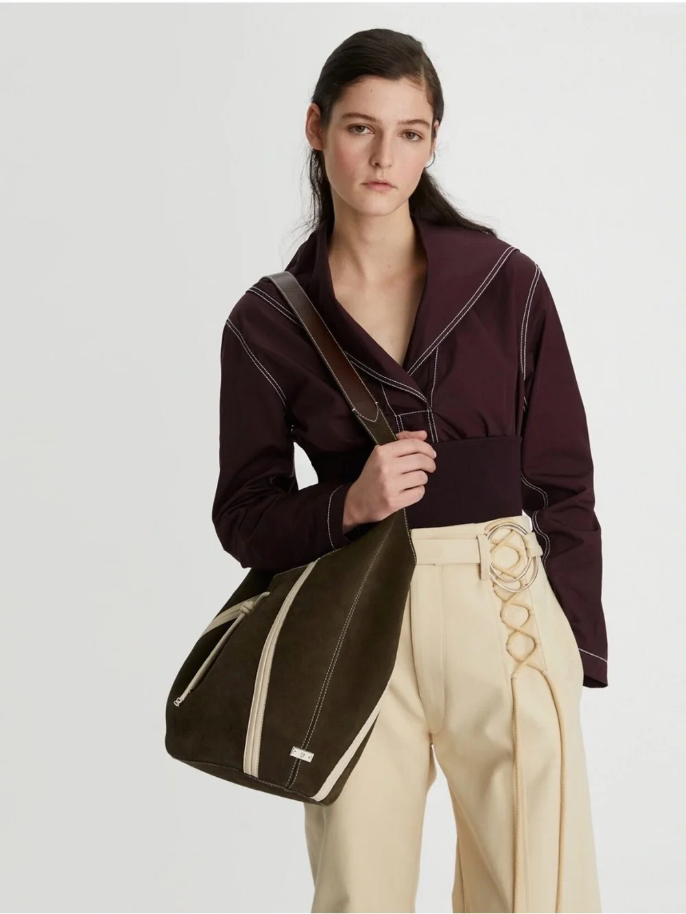 Tory Burch Cotton Poplin Top in Evening Plum